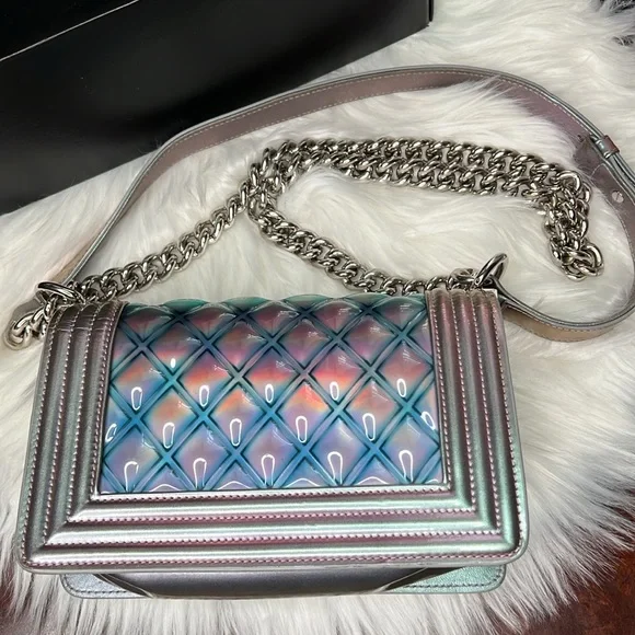 CHANEL MERMAID BOY BAG PURPLE 18S SMALL IRIDESCENT WATER FLAP Ultra Limited SSC - Picture 5 of 17